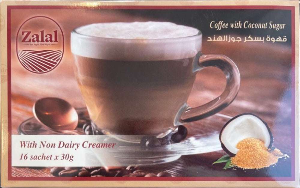 زالال - قهوة 3 في 1 مع سكر جوز الهند 30 جرام - (16 كيس)