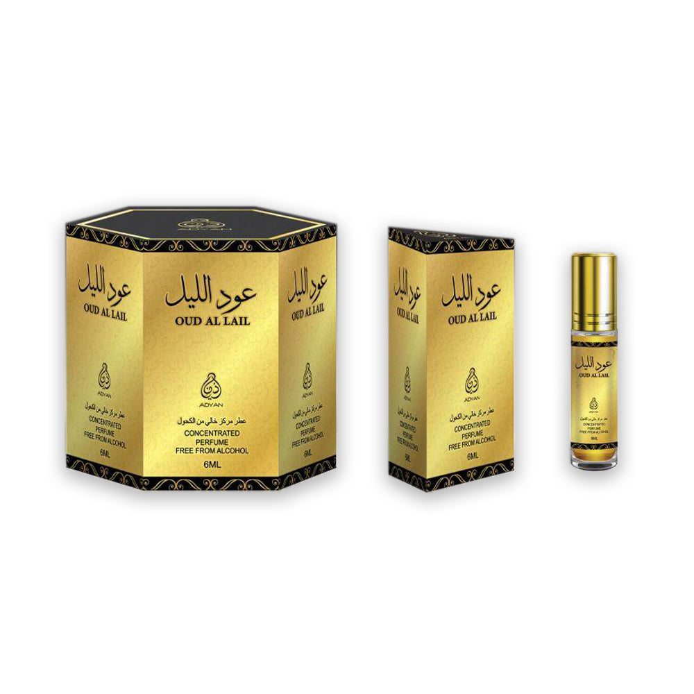 Adyan Roll On Oud Al Layl 6ml - (3 Packs - Total 18 Pieces)