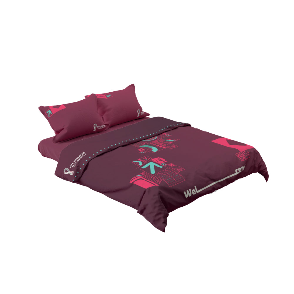 Qatari Burgundy Double Bedding Set Of 2 (Bed Sheet + Pillow Case)