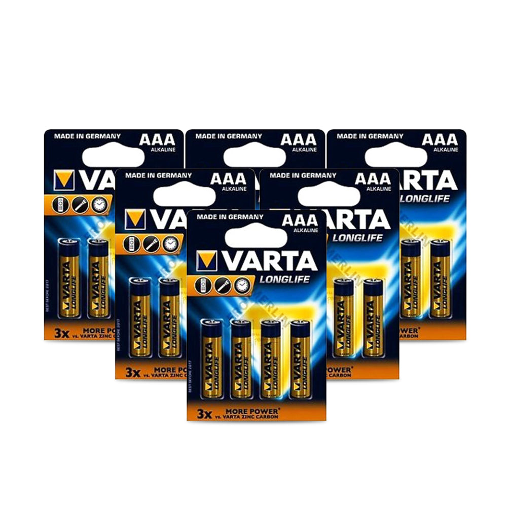 Varta Battery Longlife AAA Alkaline  - (4 Pieces x Pack of 6 - Total 24 Pieces)