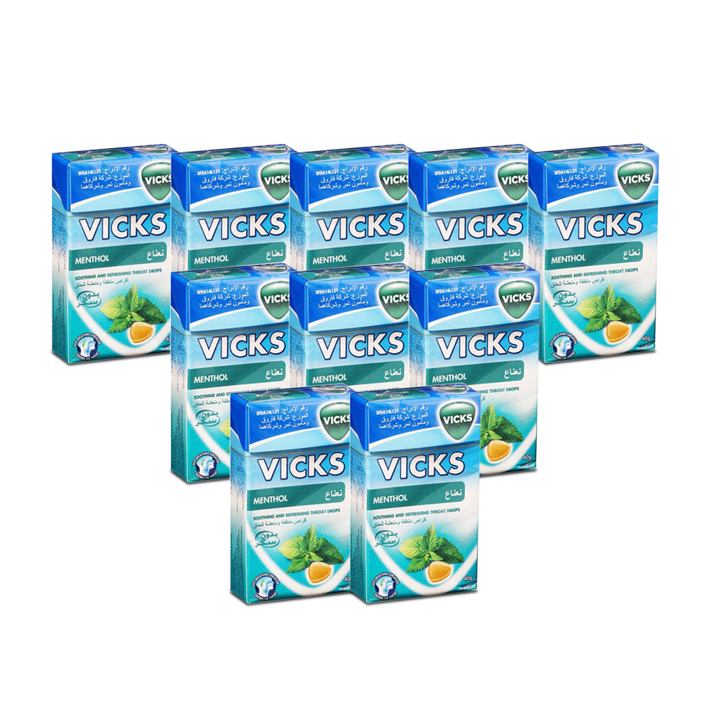 Vicks Soothing Throat Drops Menthol 40 Gm (Pack Of 10)