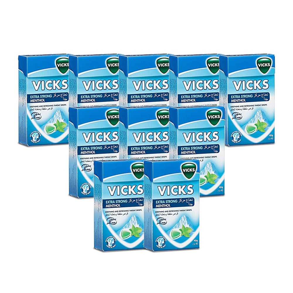Vicks Soothing Throat Drops Extra Strong Menthol 40 Gm (Pack Of 10)