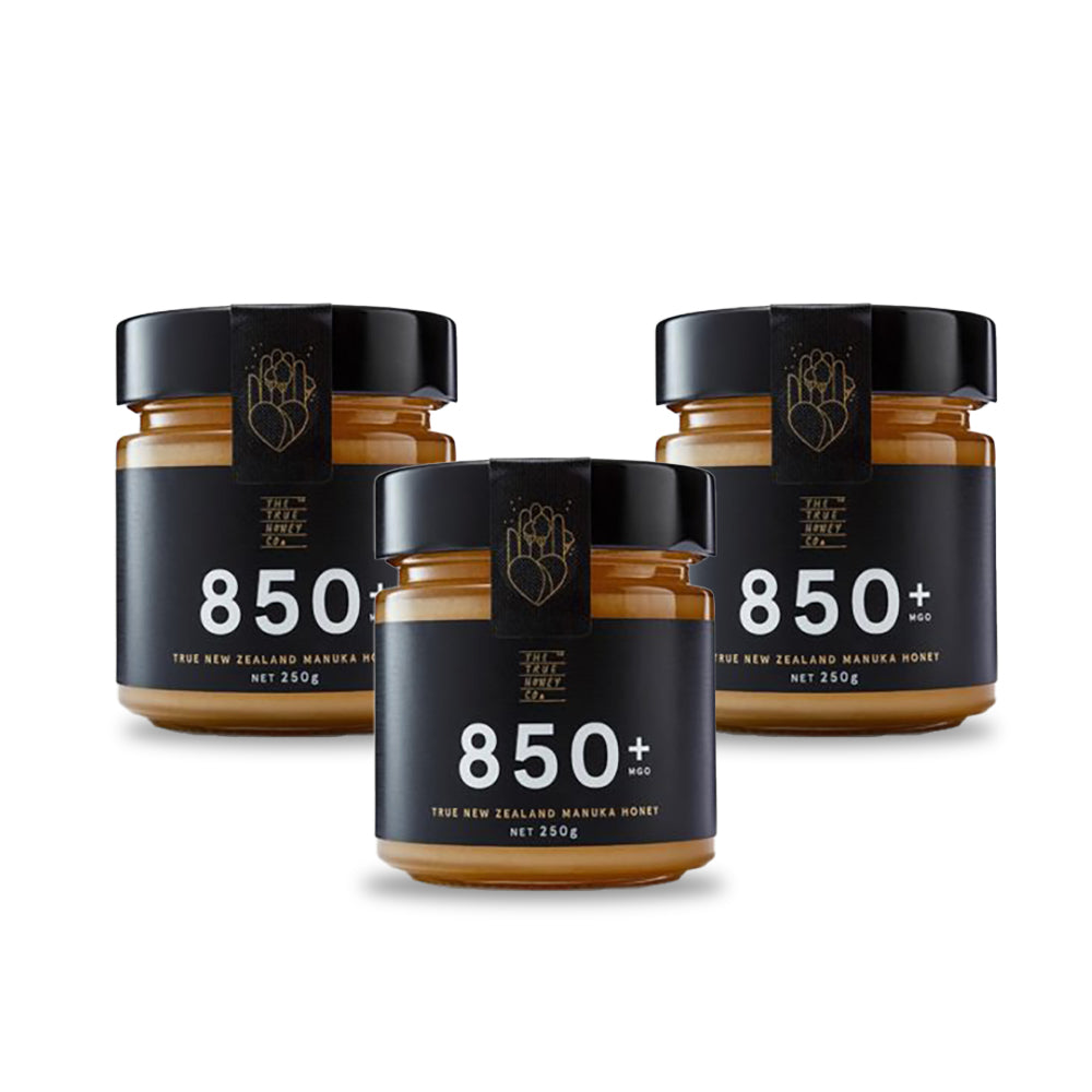 The True Honey Co. عسل مانوكا 850+ MGO - 250 جم (عبوة من 3 قطع)