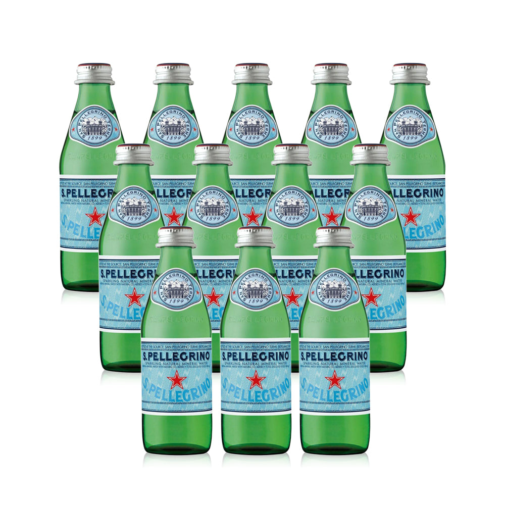 San Pellegrino Sparkling Natural Mineral Water Glass Bottle 250ml - (Pack of 24)