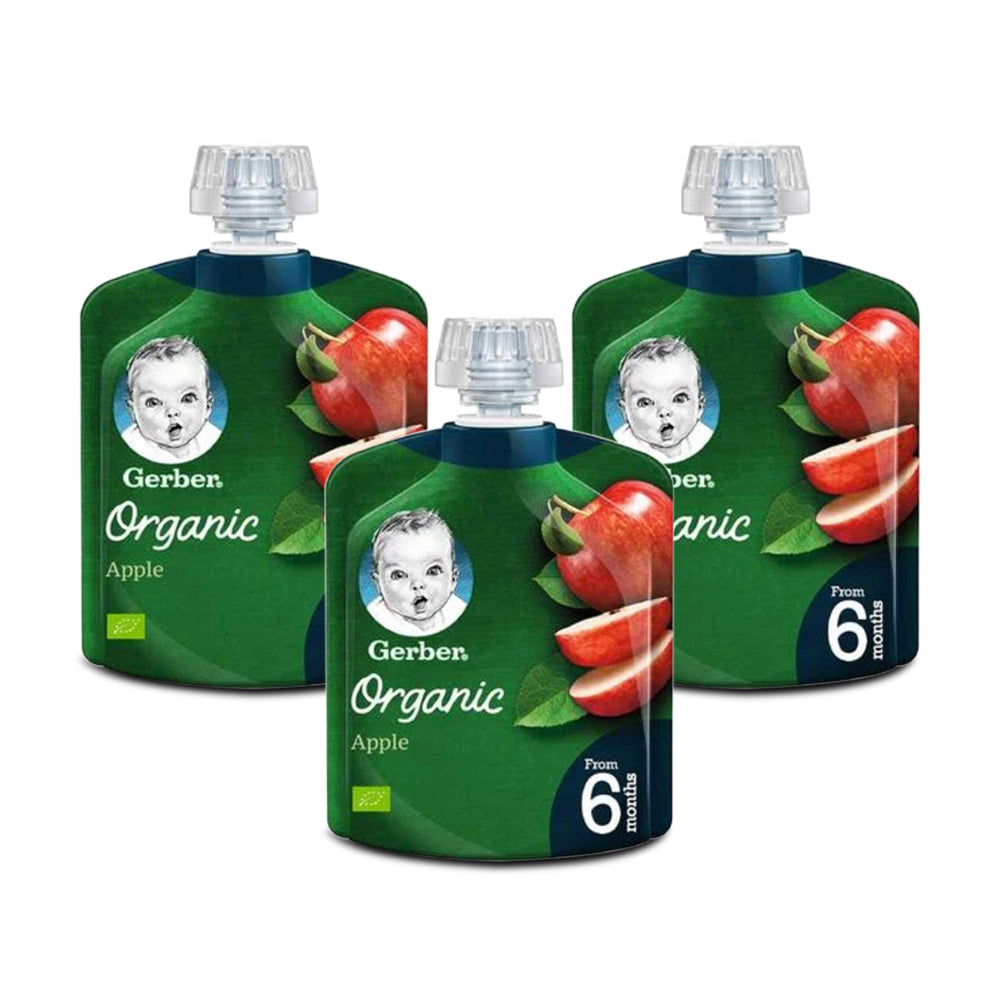 Gerber Organic Baby Food From 6 Months Apple 90g - Pack of 3