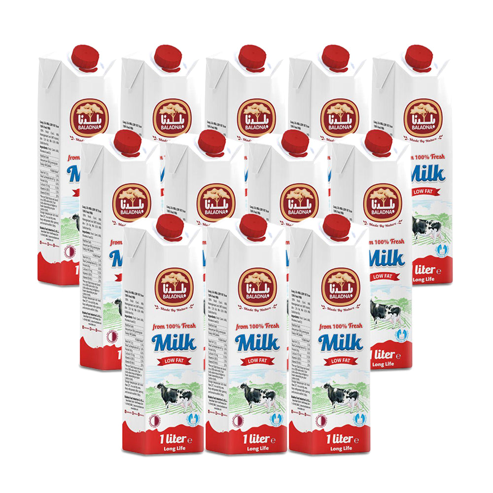 Baladna Low Fat Long Life Milk 1Litre - Pack of 12