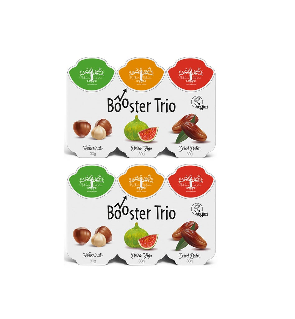 Mother Nature Booster Trio Hazelnut, Dried Figs & Dates 3pcs x 30g - (Pack of 2)