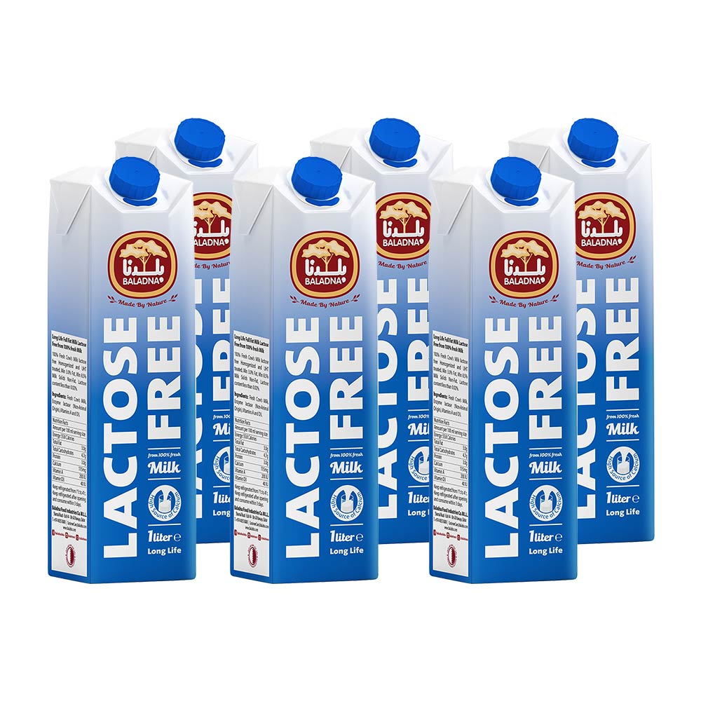 Baladna Long Life Lactose Free Milk 1Litre - Pack of 12