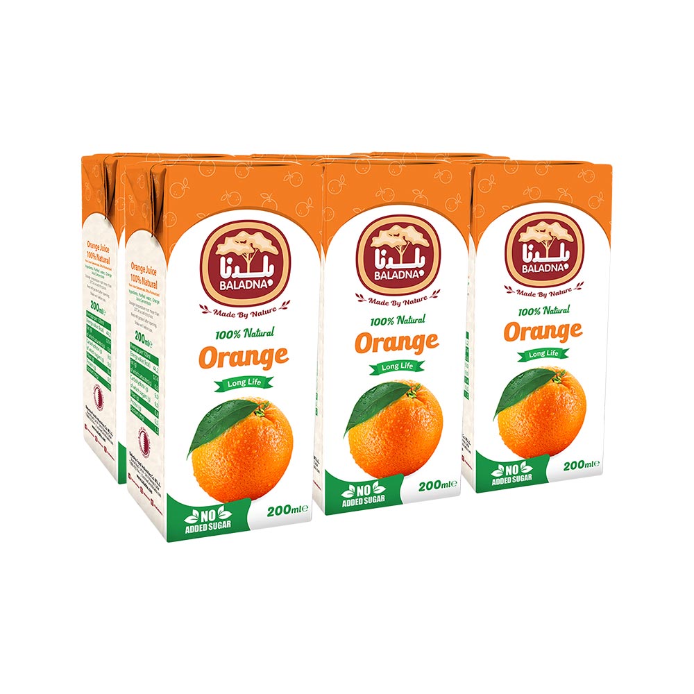 عصير البرتقال طويل الاجل من بلدنا 200 مل-مجموعة من 24 قطعة