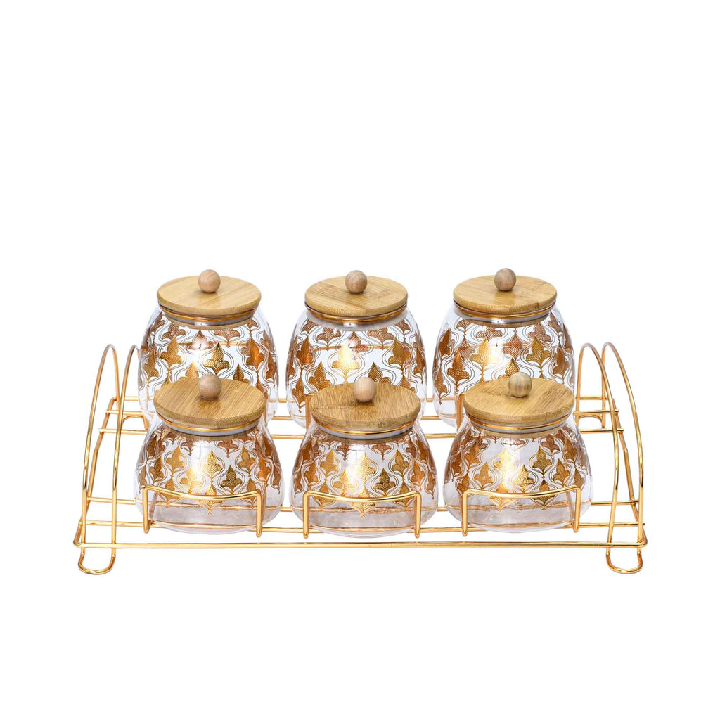 Casablu  Glass Canister Set With Metal Stand