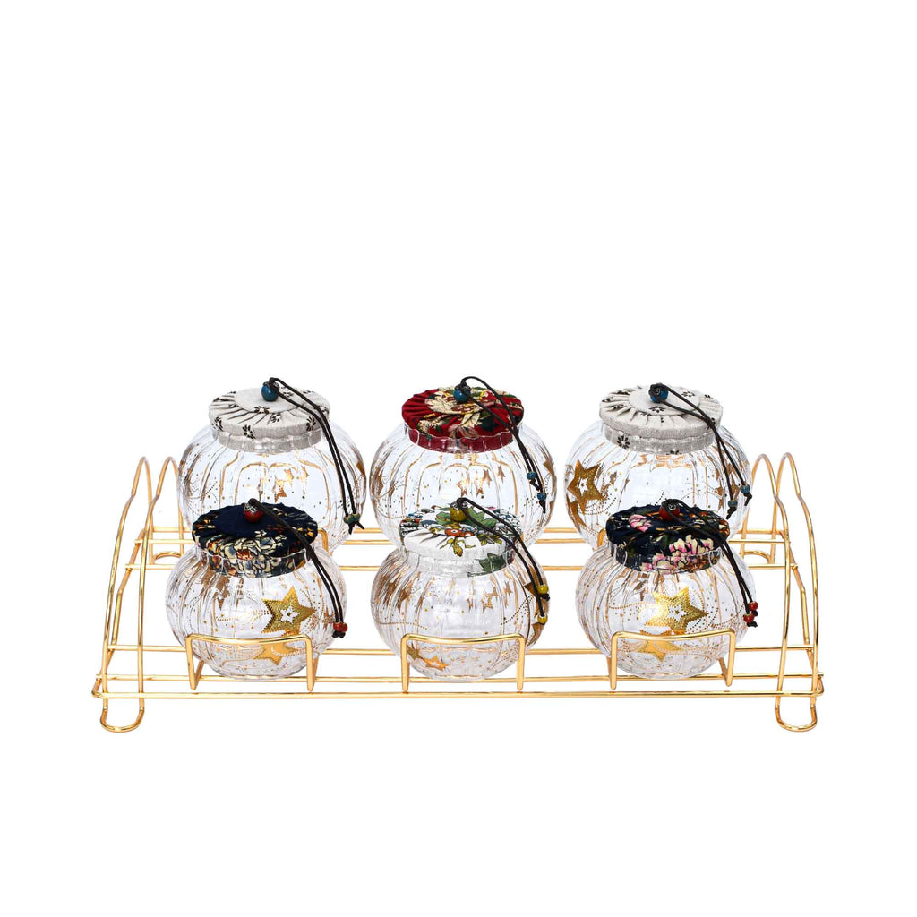 Casablu Glass Canister Set With Metal Stand