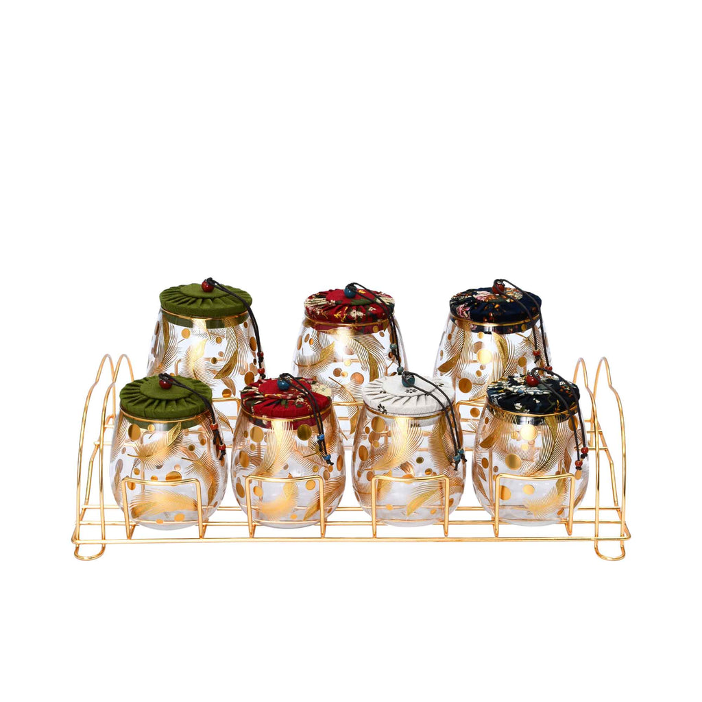 Casablu Glass Canister Set With Metal Stand