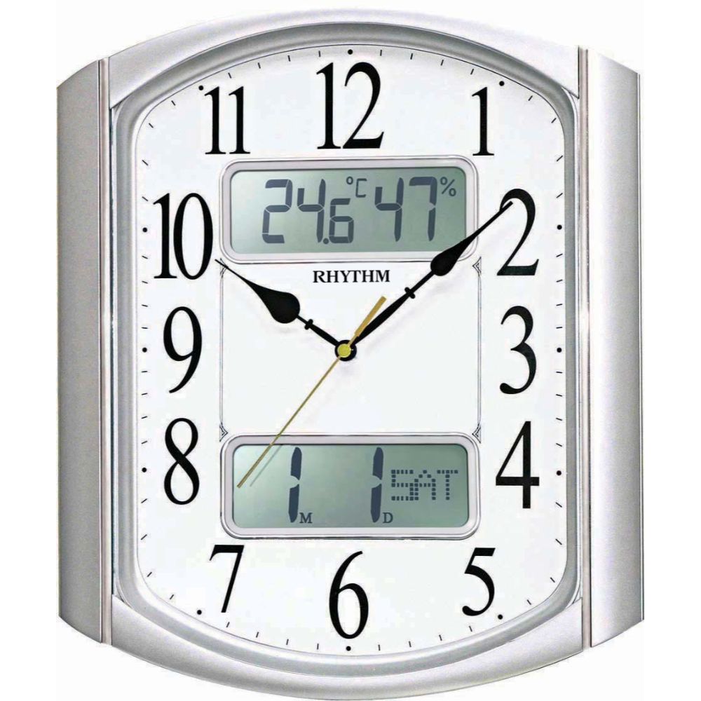 Rhythm LCD Display Slient Wall Clock - Billjumla.com