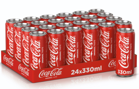كوكا كولا علبة عادية 330 مل (عبوة من 24 قطعة)