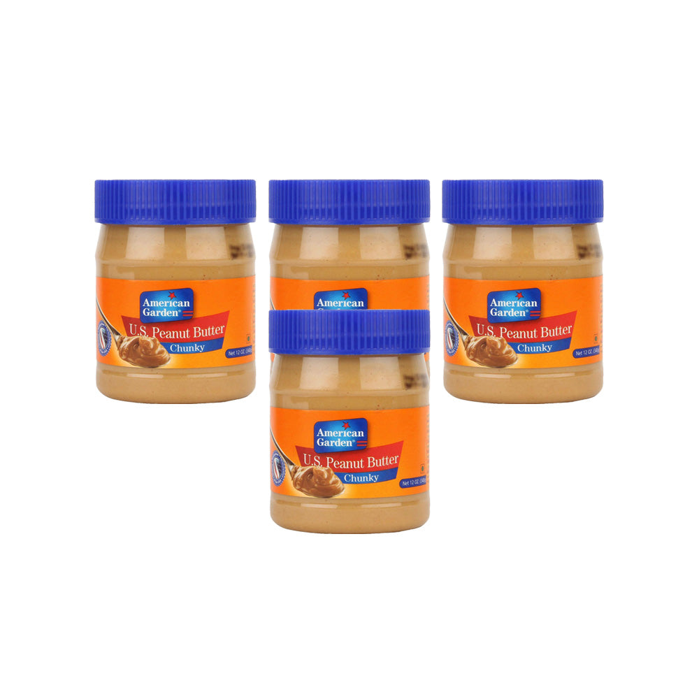 American Garden Chunky Peanut Butter 340g (Pack of 4)