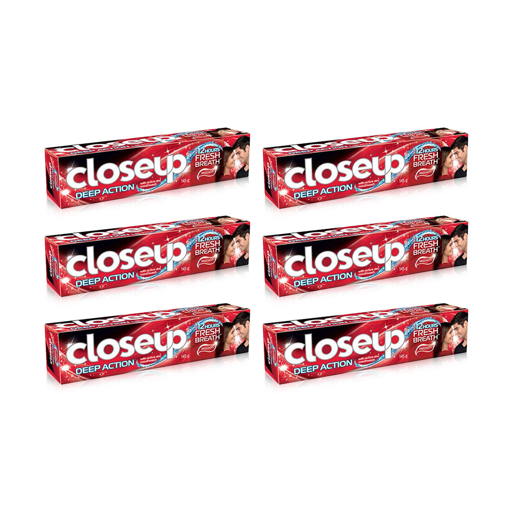 Closeup Toothpaste Deep Action Red Hot 145ml - Pack of 6