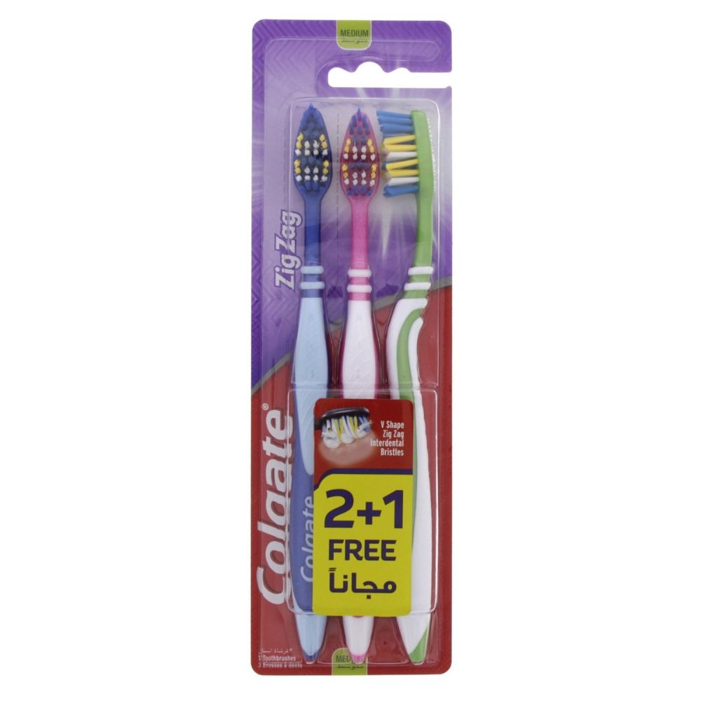 Colgate Toothbrush Zig Zag Medium 3pcs - (Pack of 3)