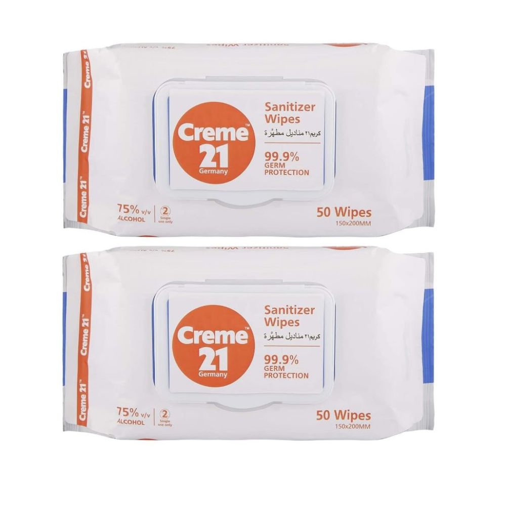 Creme 21 Sanitizer Wipes 50 Sheets (Pack of 2)