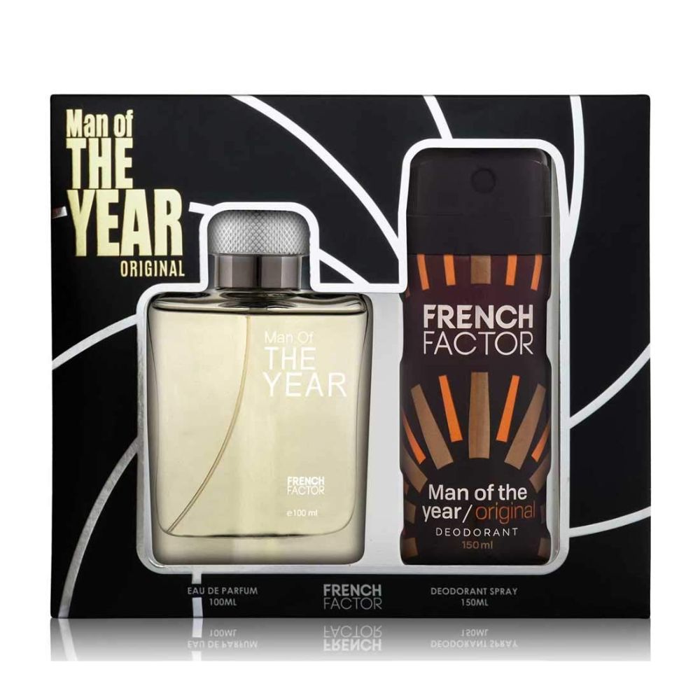 The French Factor Man Of The Year Premium Gift Set For Men Eau De Perfume 100Ml + Deodorant 150Ml (Original)  - (Pack of 3) - Billjumla.com