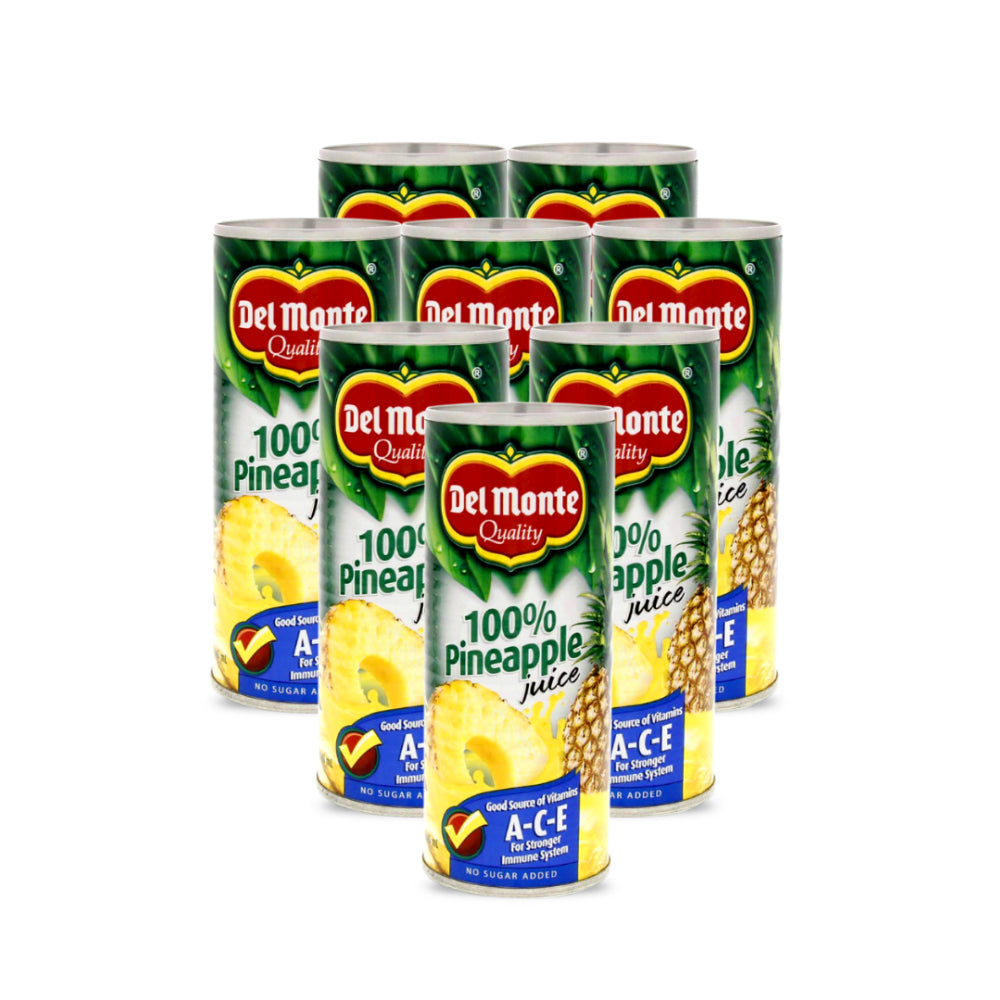 Del Monte Paneapple Juice Unsweened 100 ٪ 240 مل (حزمة 8)