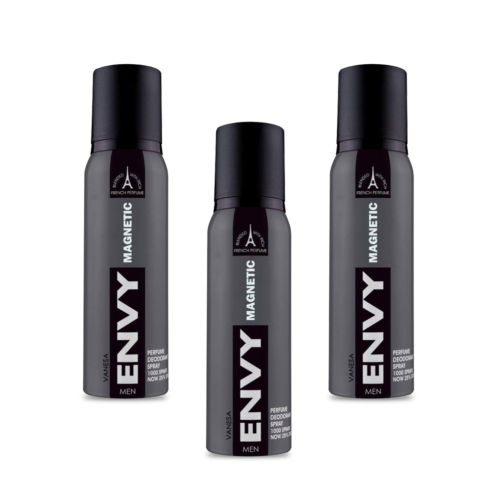 Envy Magnetic Deodorant Spray for Men 120ml - (Pack of 3)