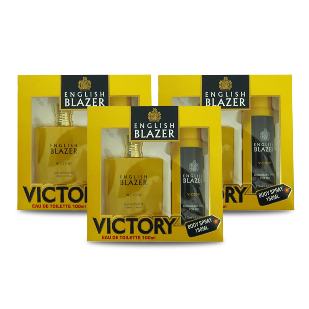 English Blazer Gift Set-Victory 100Ml EDT+150Ml Deo - (Pack of 3)