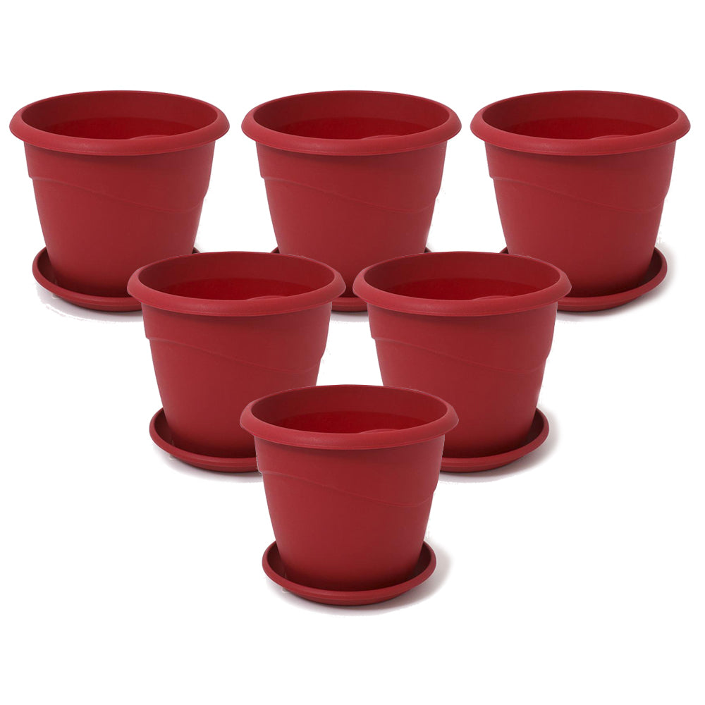 EDA Pot with Saucer 18 cm-Red Pack Of 6