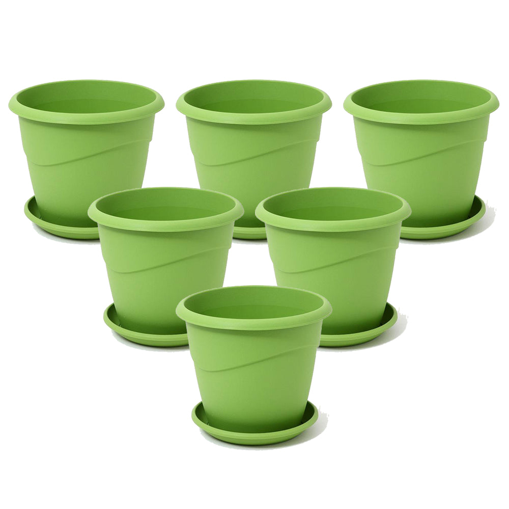 EDA Pot with Saucer 25 cm- Green Pack Of 6