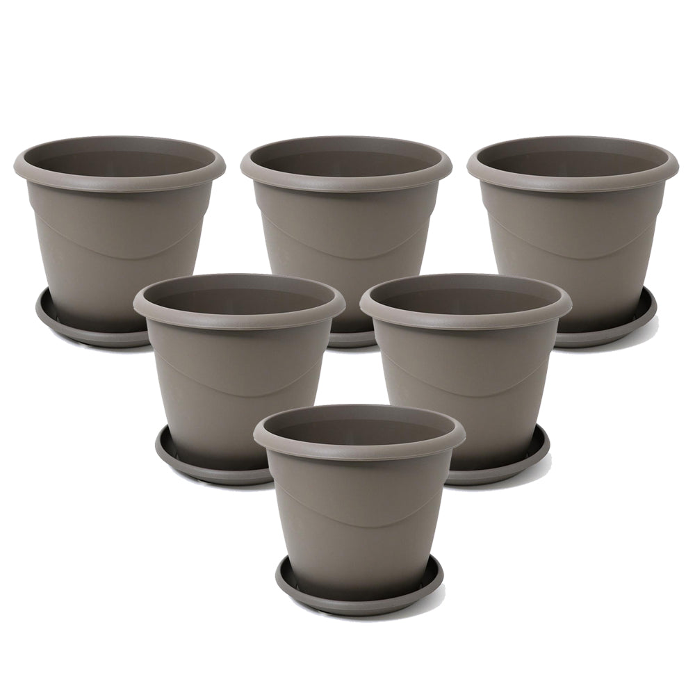 EDA Pot with Saucer 30 cm- Taupe Pack Of 6
