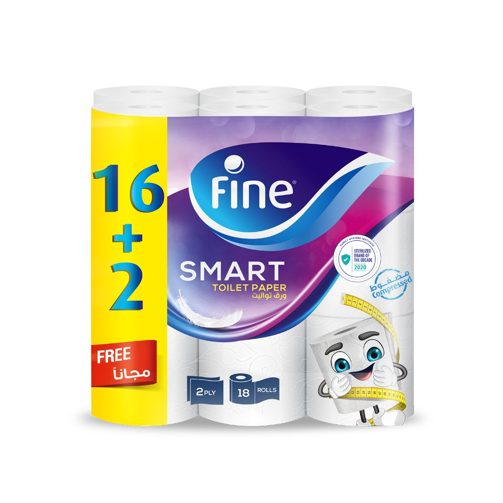 Fine Smart Toilet 350 Sheets 18 Rolls - (Pack Of 4) - Total 72 Rolls - Billjumla.com