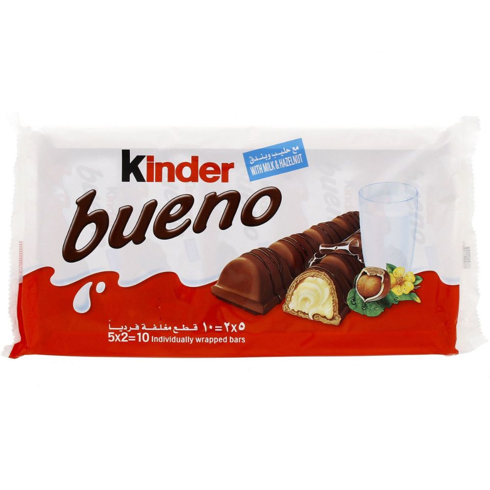 Ferrero Kinder Bueno Hazelnut With Milk Chocolate 5 X 2 bars - (Pack of 8)
