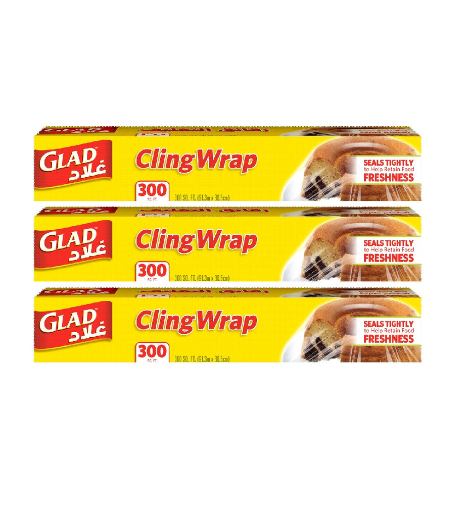 Glad Cling Wrap Plastic Wrap 300 sq. ft. - (Pack of 3)