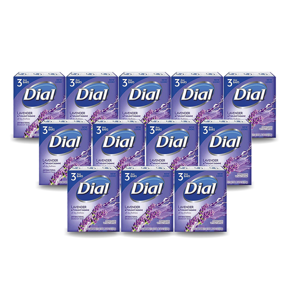 Dial Lavender & Twilight Jasmine Antibacterial Bar Soap 3 X 113 gm - (Pack Of 12 Pieces)