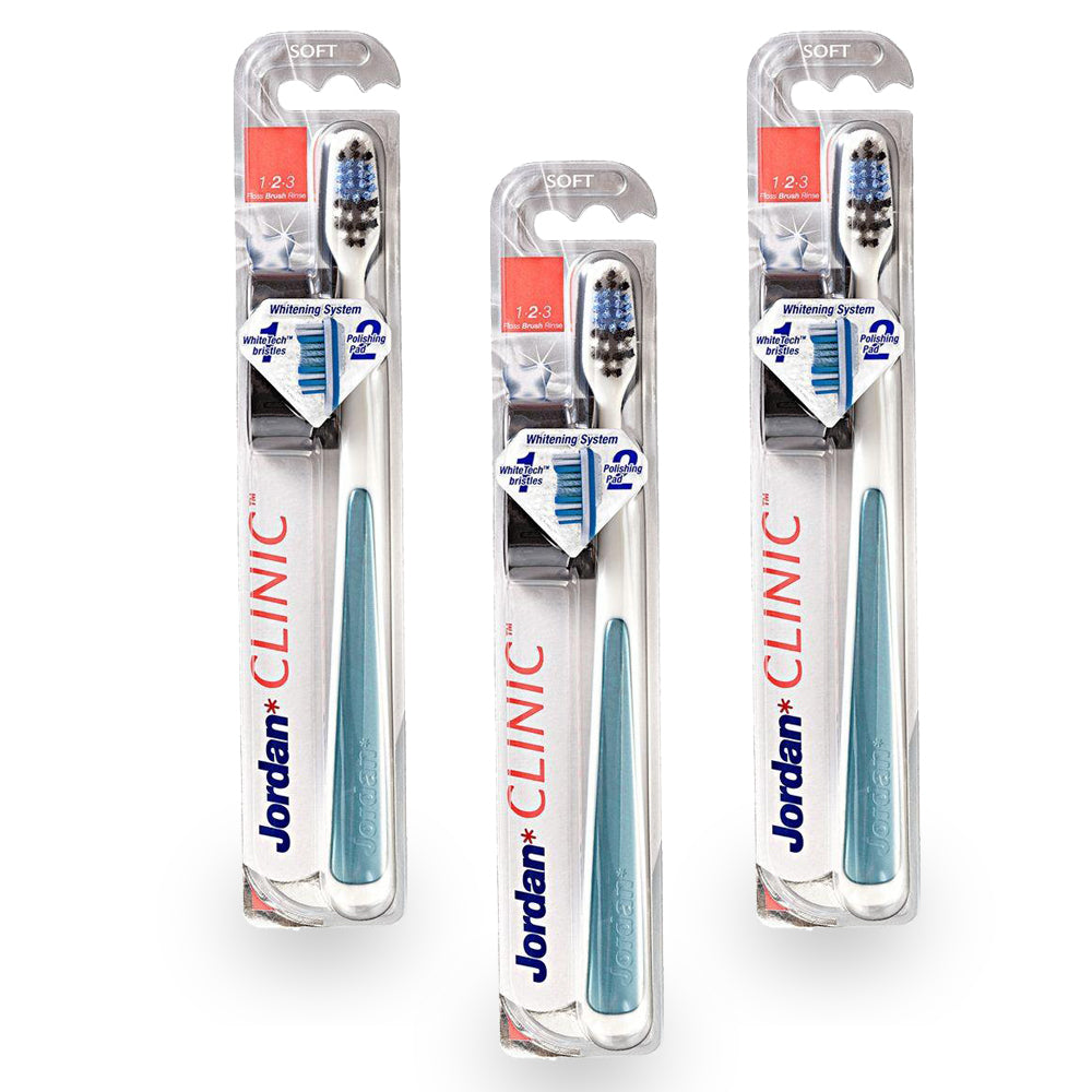 Jordan Toothbrush Clinic Shiny White Medium - (Pack of 3 Pieces)
