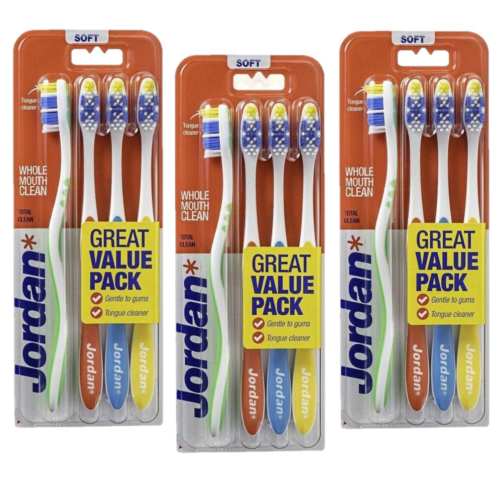Jordan Tooth Brush Total Clean Soft - (Pack of 4 Pieces x 3 Packs)