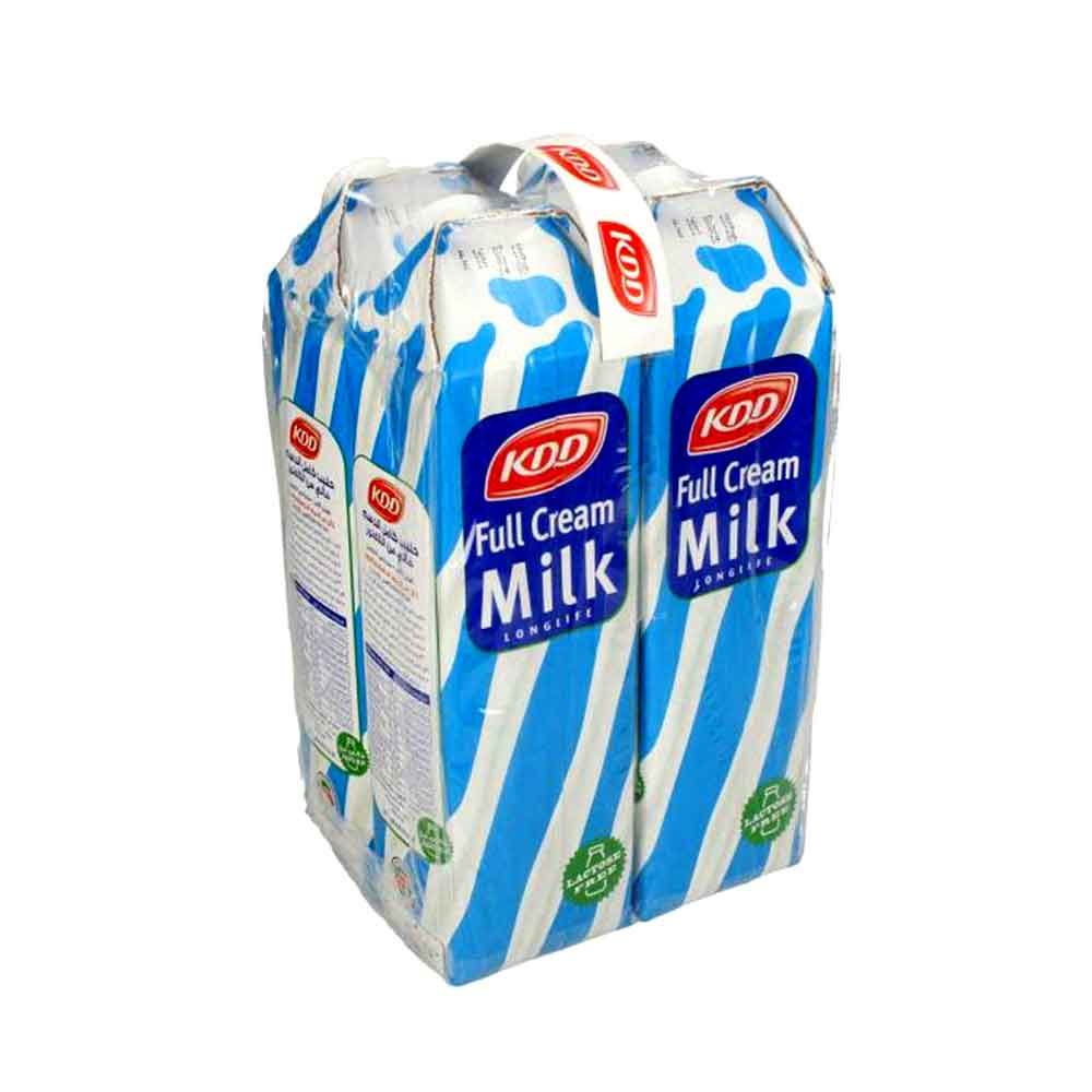 KDD Lactose خالية من الكريمة الكاملة الحليب الطويل LIGHT 1 لتر (حزمة 4)