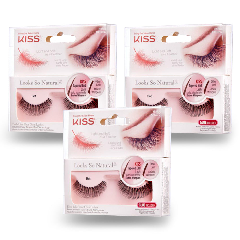 Kiss Looks So Natural Eyelashes - Hot - (Pack of 3)