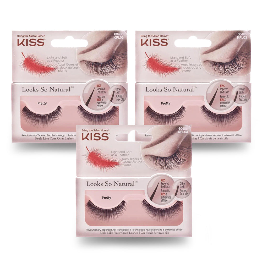 Kiss Looks So Natural Eyelashes - Pretty - (Pack of 3)
