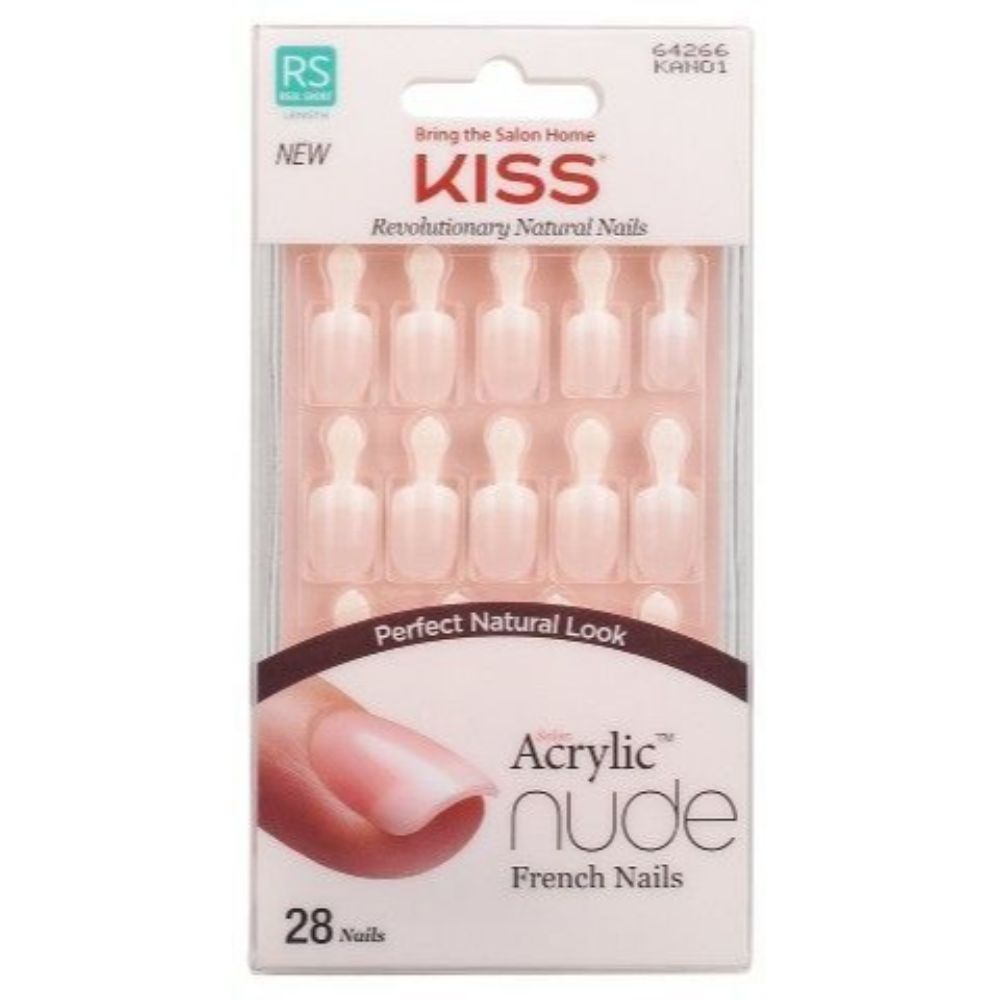 Kiss Salon Acrylic Nude French Nails - Kan01 - (Pack of 6) - Billjumla.com
