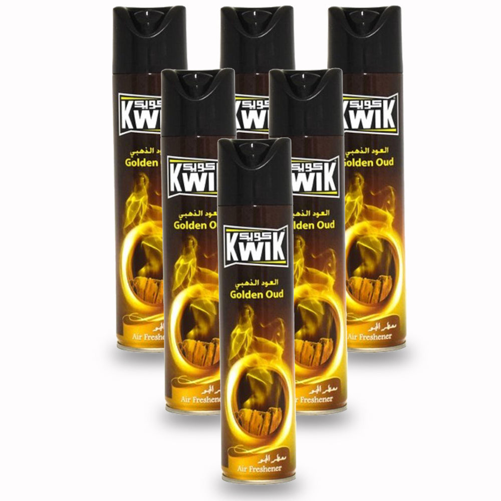 Kwik Golden Oud Air Freshener 300 Ml  - (Pack of 6)