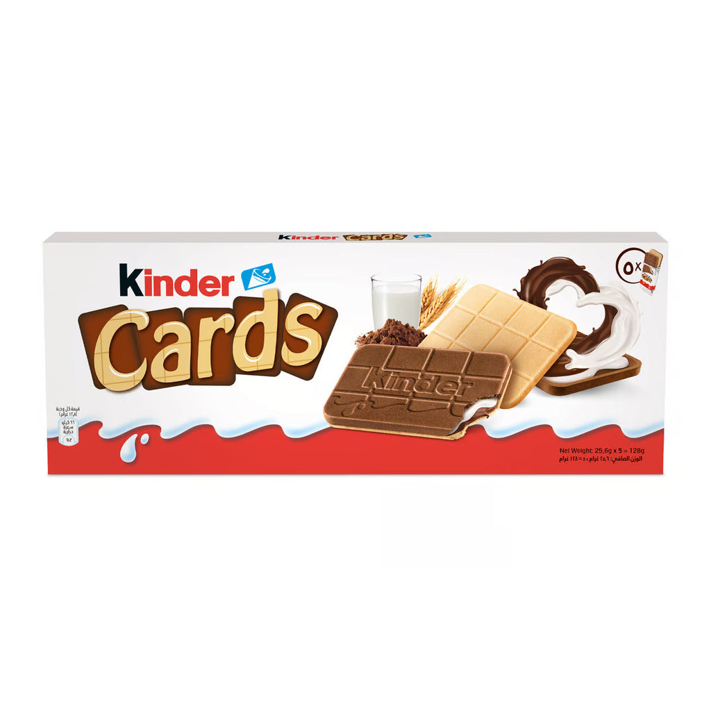 Kinder Cards Chocolate Biscuits 128g - (Pack of 2)