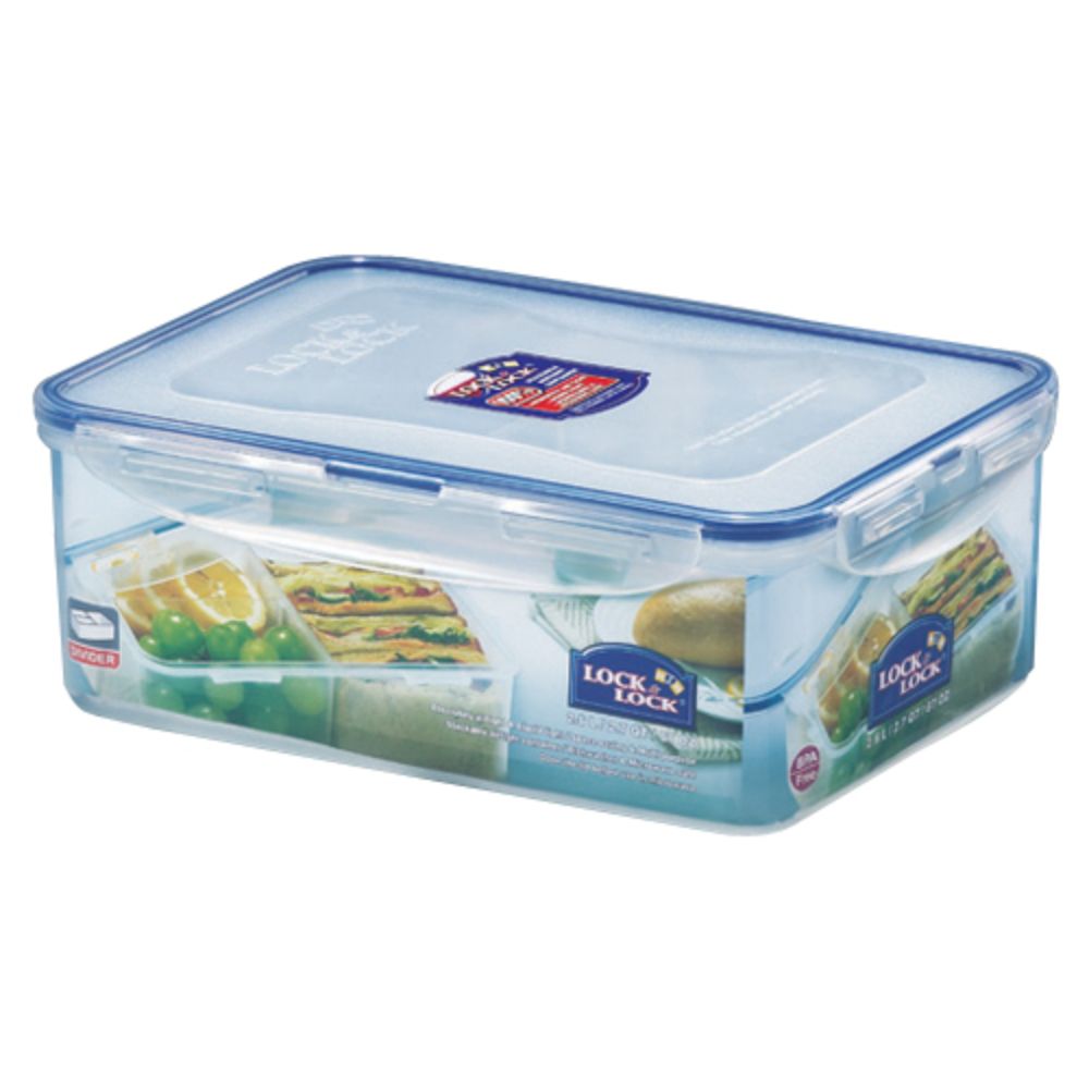 Lock N Lock Rectangular Short Food Container 2.6 Litres With Divider -3 Pieces