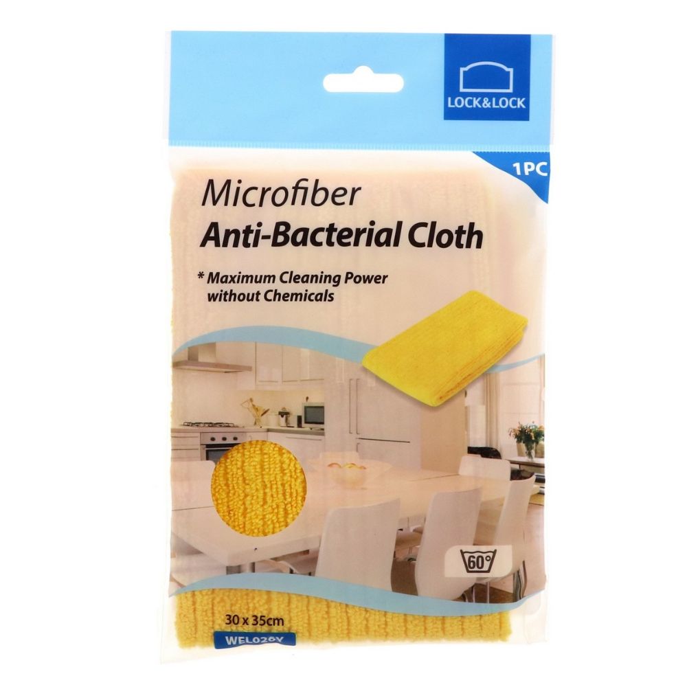 Lock N Lock Anti-Bacterial Microfiber Cloth 30*35cm (Yellow)- 6 Pieces
