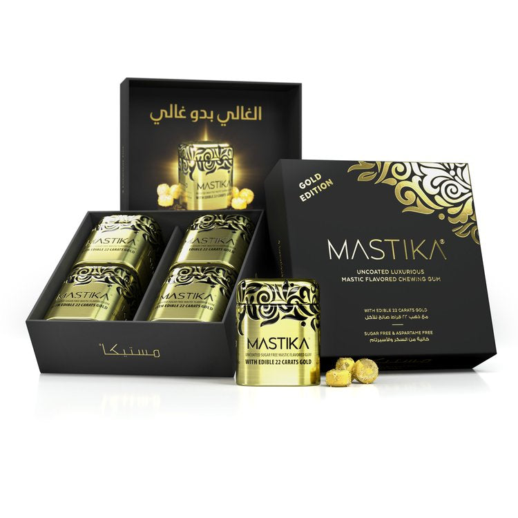 Mastika Gum with Gold 1 Box (Total 4 Tins)