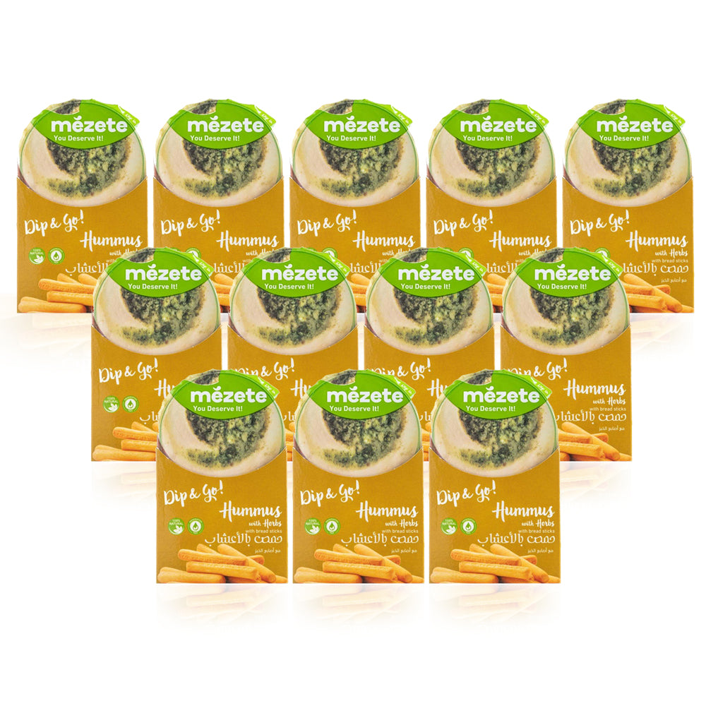 Mezete Hummus With Herbs Dip & Go With Breadsticks 92g - (Pack of 12 Pieces)