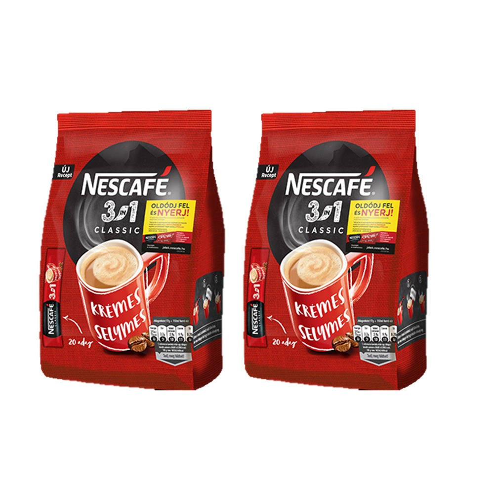 Nescafe 3 in 1 Classic 17g (20 sticks x Pack of 2 - Total 40 sticks)