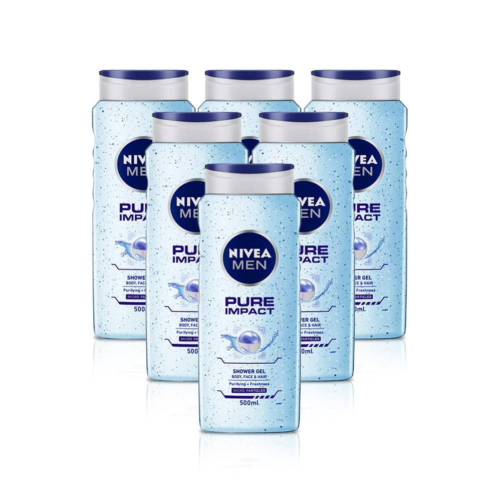Nivea Shower Gel Pure Impact Men 500 Ml-(Pack Of 6)