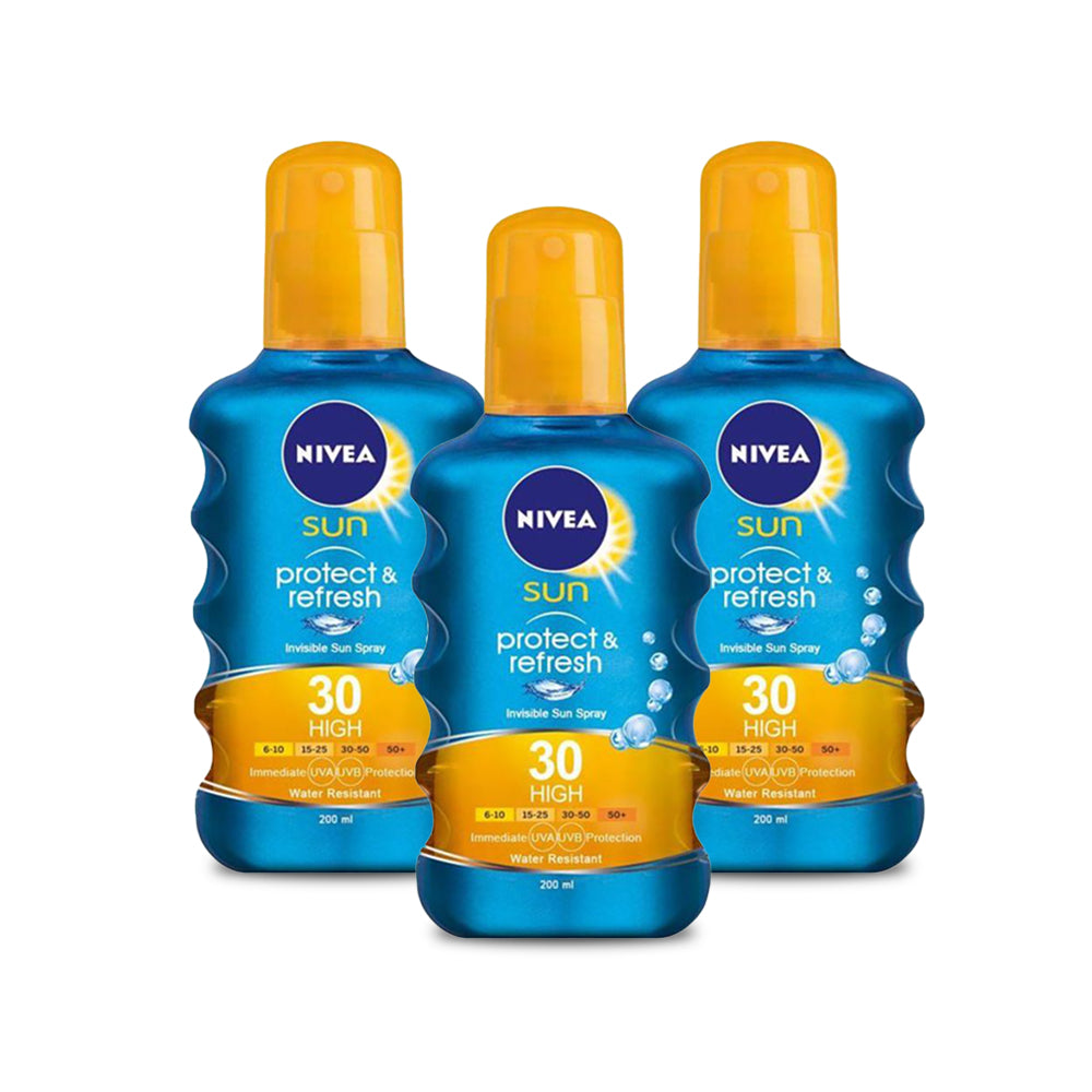 Nivea Sun Protect & Refresh Invisible Cooling Spray Spf30 - (Pack of 3)