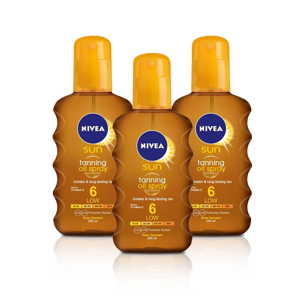 Nivea Sun Tanning Oil Spray Spf6 - (Pack of 3)