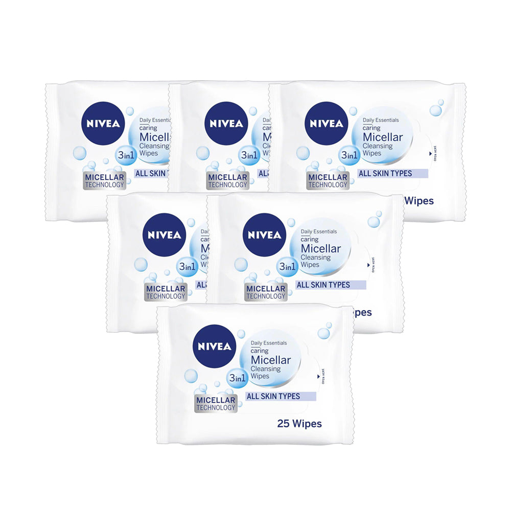 Nivea MicellAIR SKIN BREATHE Cleansing Wipes 25 Pieces - (Pack of 6)